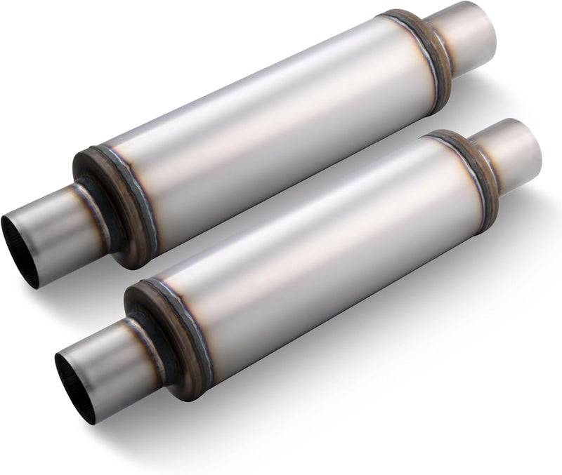 LCGP 2.5" Exhaust Mufflers, 2.5'' Inlet & Outlet Universal Muffler, 20'' Overall Length Stainless Steel Resonator Straight Through Design Exhaust Tip(2.5" Intet 2.5" Outlet, 2 Pack) - Image 1